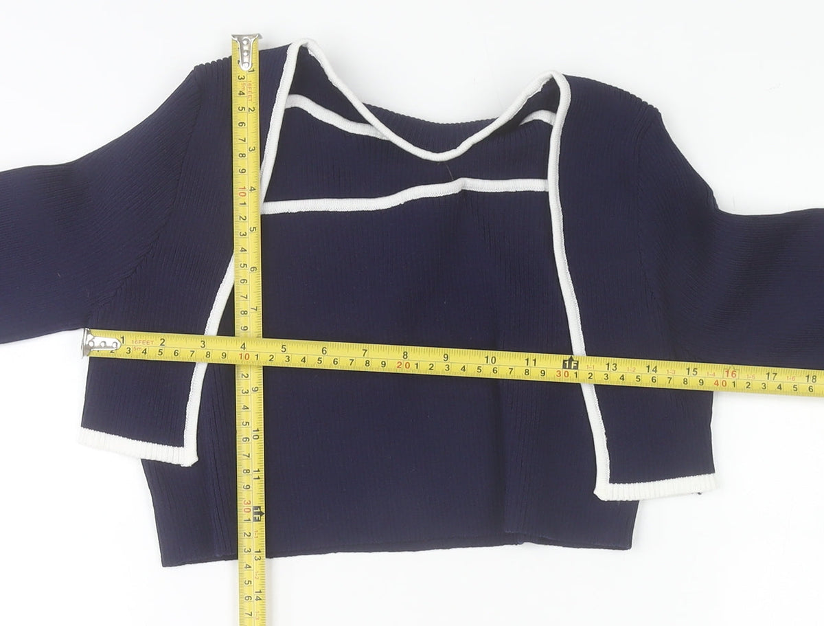 Womens UK Size XL Cider Blue Cropped Blouse