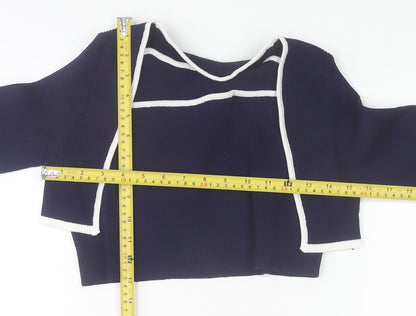 Womens UK Size XL Cider Blue Cropped Blouse