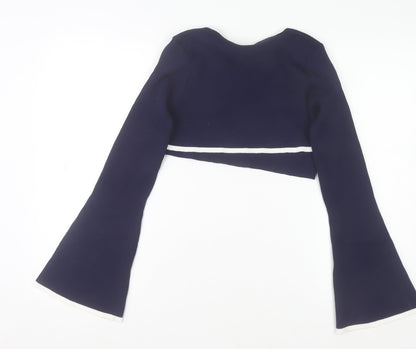 Womens UK Size XL Cider Blue Cropped Blouse