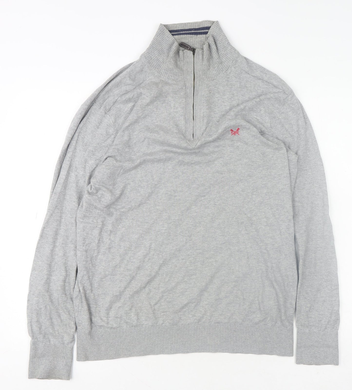 Mens UK Size M Crew Clothing Co. Grey 1/2 Zip Sweatshirt