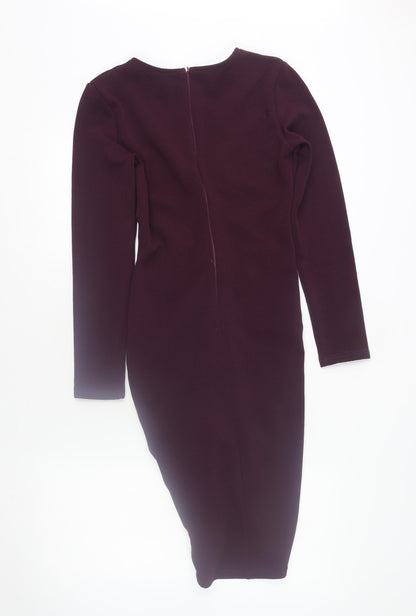 AX Paris Women Purple Midi Ruched Bodycon Dress Size 12