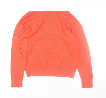 Womens UK Size S ICHI Orange Pullover Jumper