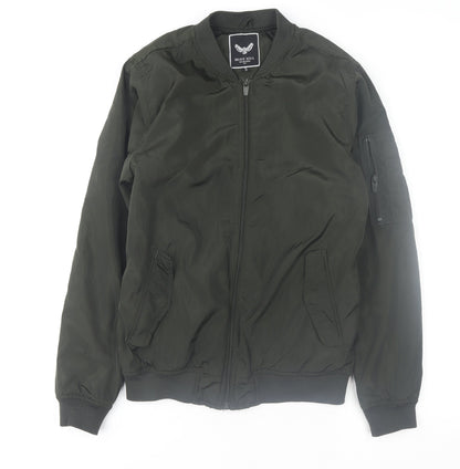 Mens UK Size S Brave Soul Green Bomber Jacket