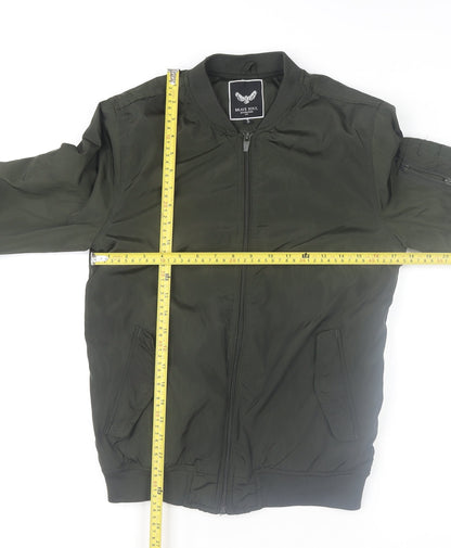 Mens UK Size S Brave Soul Green Bomber Jacket