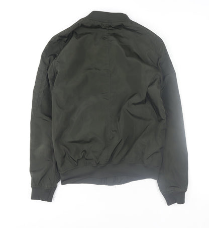 Mens UK Size S Brave Soul Green Bomber Jacket