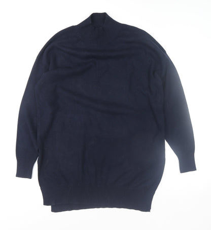 Marks and Spencer Women's Blue Mock Neck Long Sleeve Knitted Jumper Size M