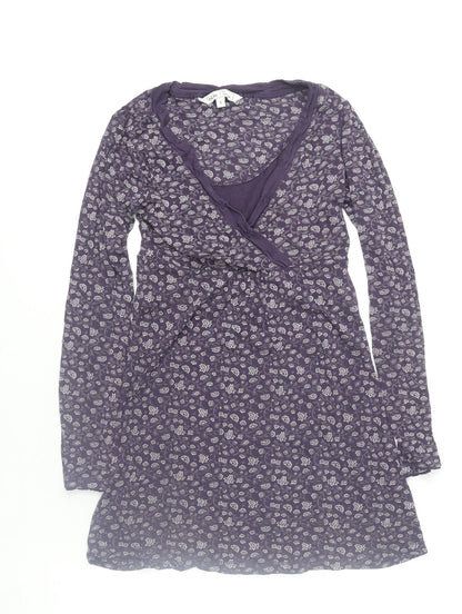 Womens UK Size 8 Fat Face Purple Wrap Blouse