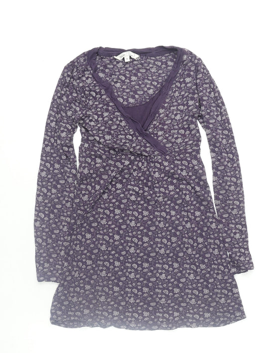 Womens UK Size 8 Fat Face Purple Wrap Blouse