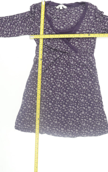 Womens UK Size 8 Fat Face Purple Wrap Blouse
