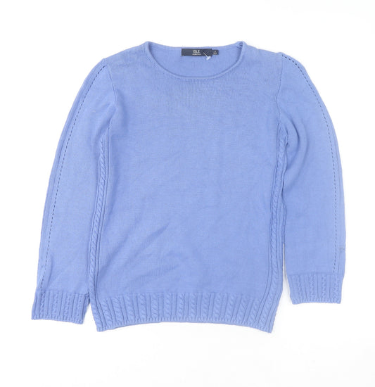 Womens UK Size 10-12 Isle Essentials Blue Pullover Jumper