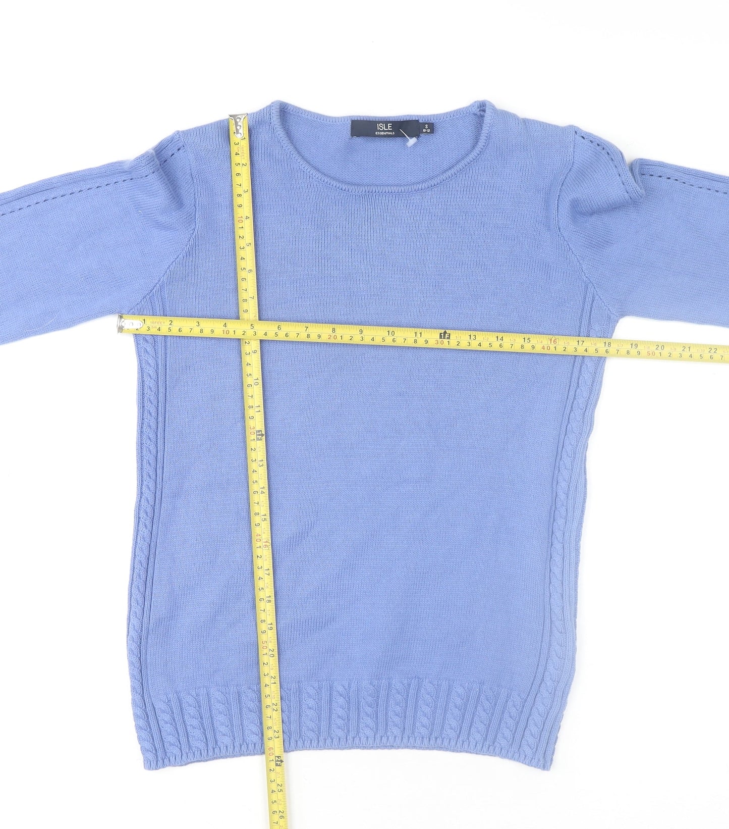Womens UK Size 10-12 Isle Essentials Blue Pullover Jumper