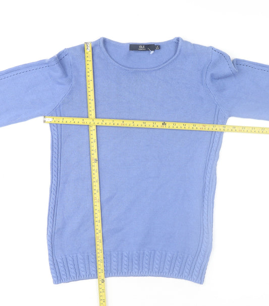 Womens UK Size 10-12 Isle Essentials Blue Pullover Jumper