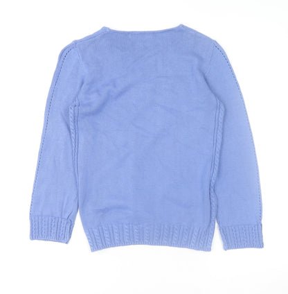 Womens UK Size 10-12 Isle Essentials Blue Pullover Jumper