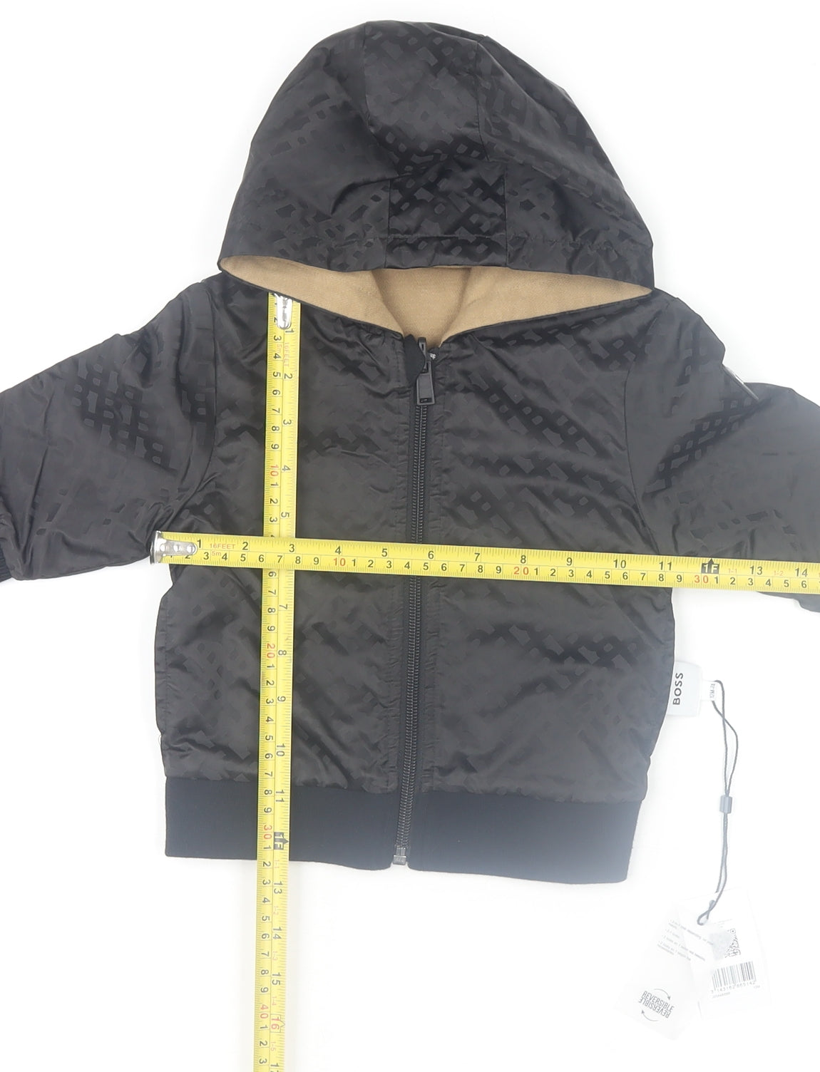 BOSS Unisex Baby Black Puffer Hooded Jacket 12 Months