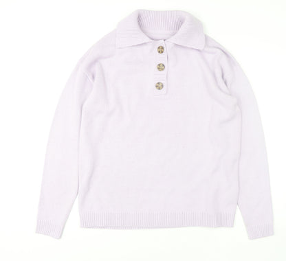 Womens UK Size 8-10 Long Tall Sally Purple Henley Jumper