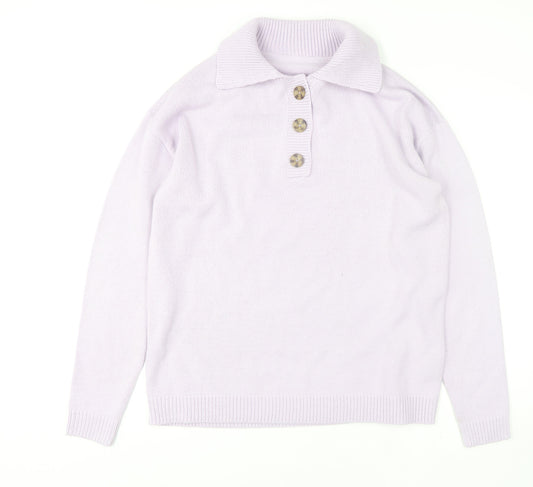 Womens UK Size 8-10 Long Tall Sally Purple Henley Jumper