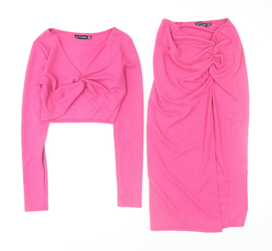 Womens UK Size 8 PRETTYLITTLETHING Outfit/Set Pink Skirt/ Skort Set