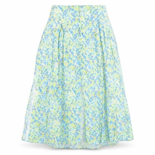 Front view of Gallery Women’s Green Floral A-Line Midi Skirt, size S
