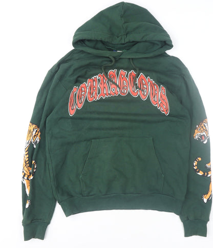 Mens UK Size M H&M Green Pullover Hoodie