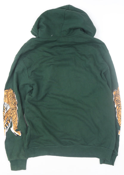 Mens UK Size M H&M Green Pullover Hoodie