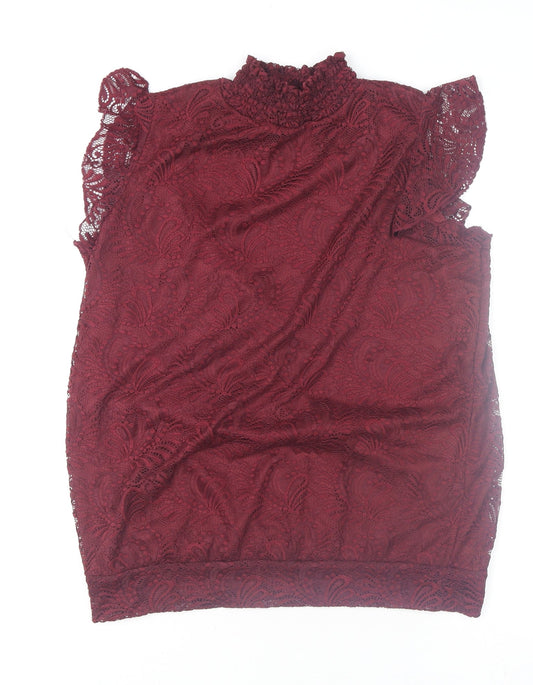 Womens UK Size 12 M&Co Red Tunic Blouse