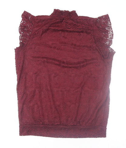 Womens UK Size 12 M&Co Red Tunic Blouse