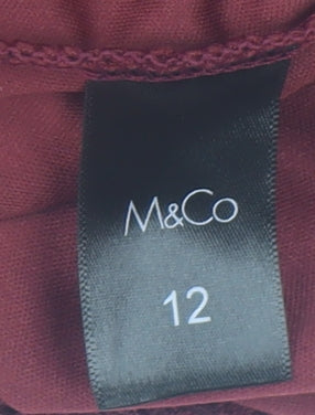 Womens UK Size 12 M&Co Red Tunic Blouse