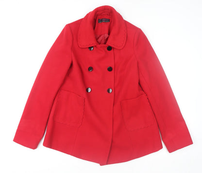 Womens UK Size 12 New Look Red Pea Coat
