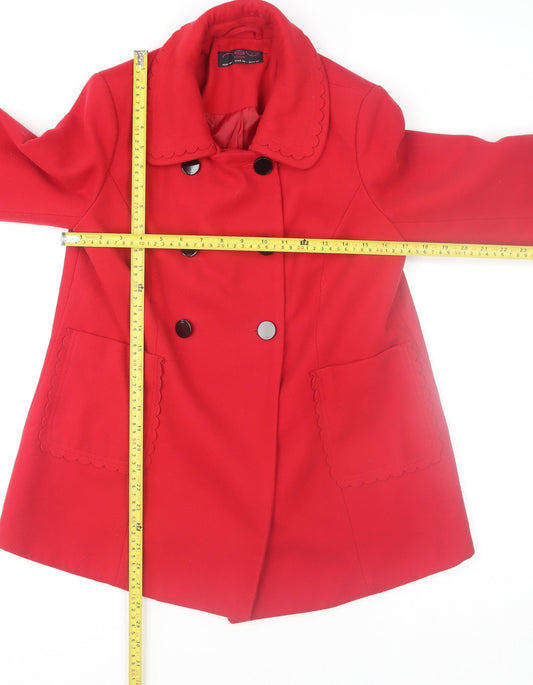 Womens UK Size 12 New Look Red Pea Coat
