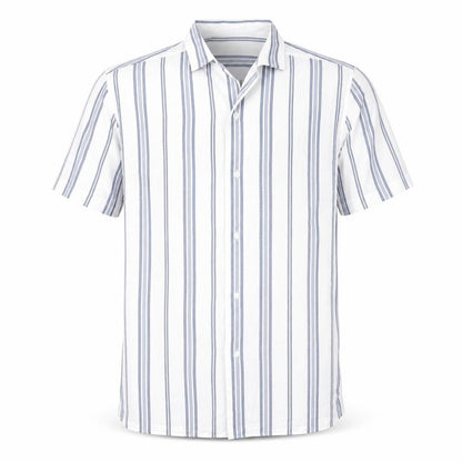 Marks and Spencer Men’s White Striped Cotton Short Sleeve Shirt Size M