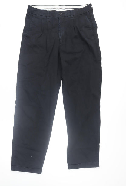 Mens UK Size M Marks and Spencer Regular Fit Chino Black Trousers