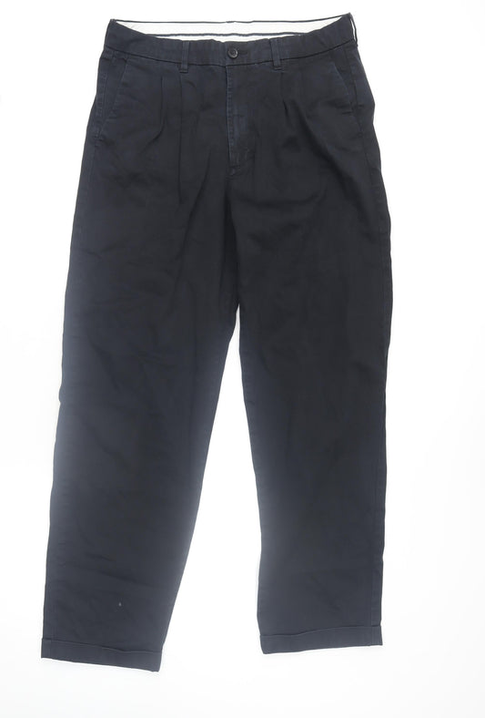 Mens UK Size M Marks and Spencer Regular Fit Chino Black Trousers