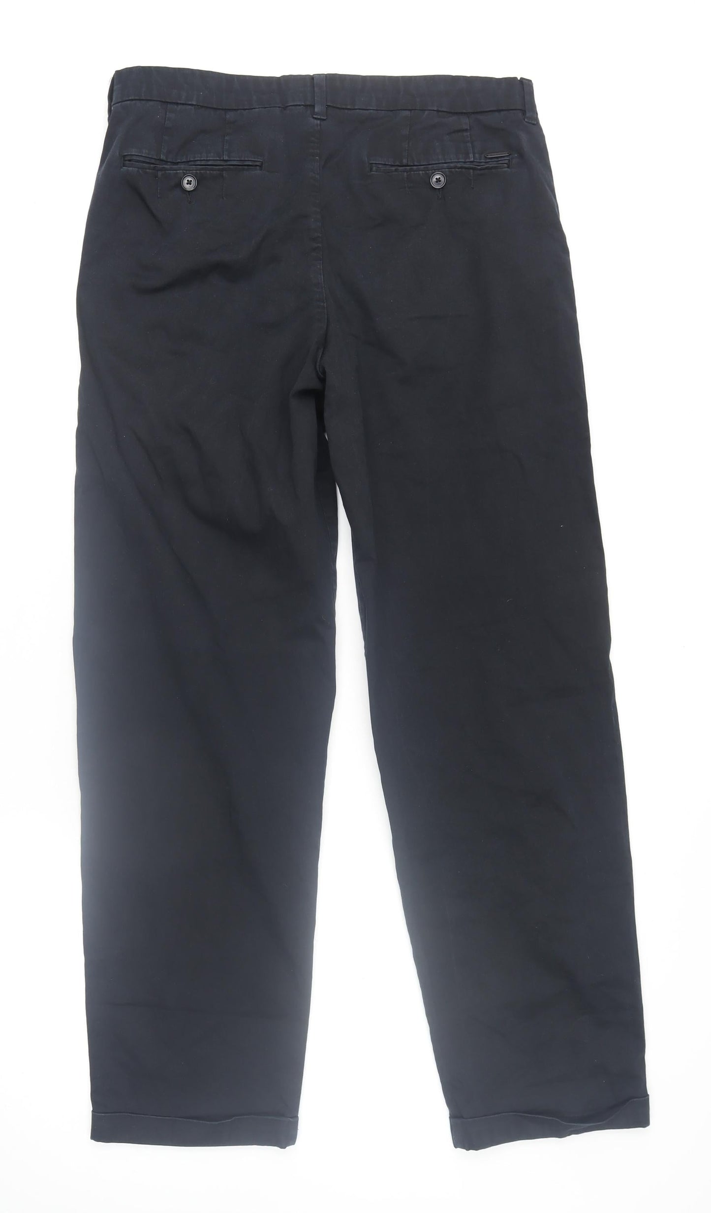 Mens UK Size M Marks and Spencer Regular Fit Chino Black Trousers