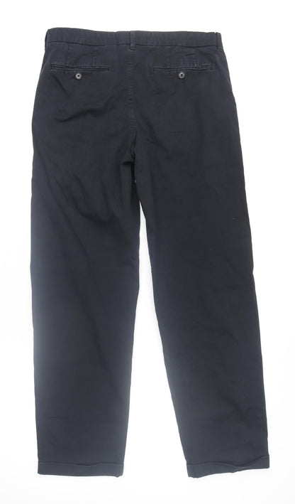 Mens UK Size M Marks and Spencer Regular Fit Chino Black Trousers