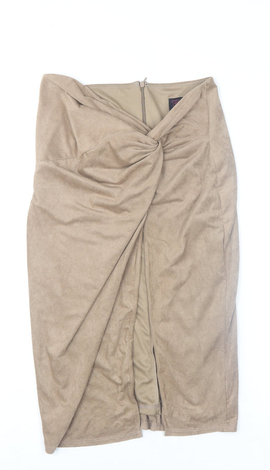 Womens UK Size M WOW Couture Wrap Suede Skirt