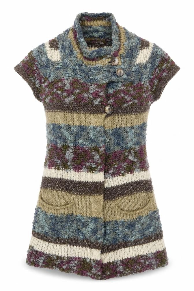 Womens UK Size M Sandwich Multicoloured Cardigan Jumper