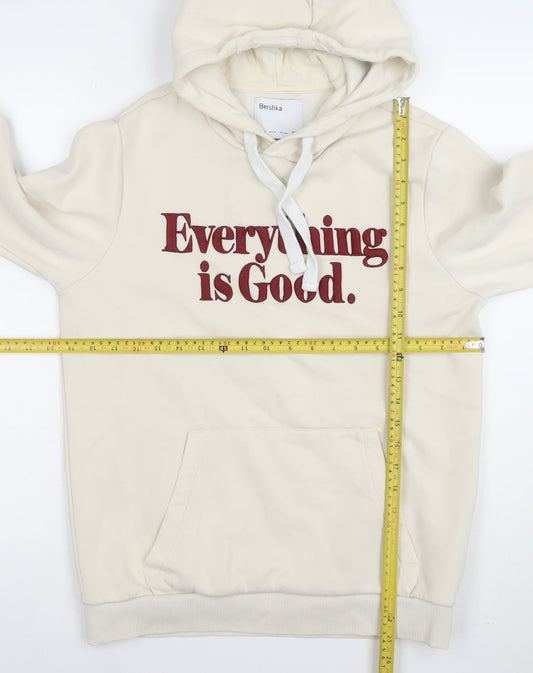 Womens UK Size S Bershka Beige Pullover Hoodie