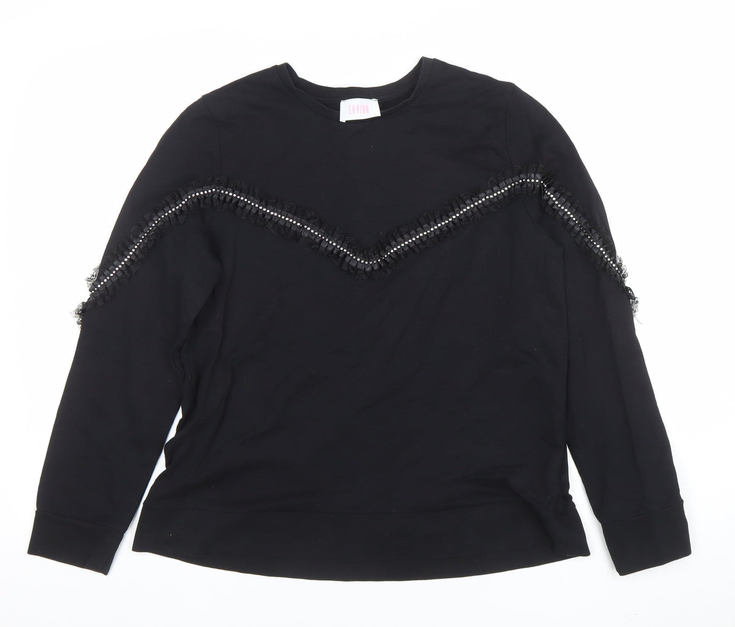 Womens UK Size 14 Sandro Black Pullover Sweatshirt
