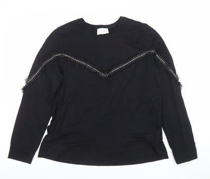 Womens UK Size 14 Sandro Black Pullover Sweatshirt
