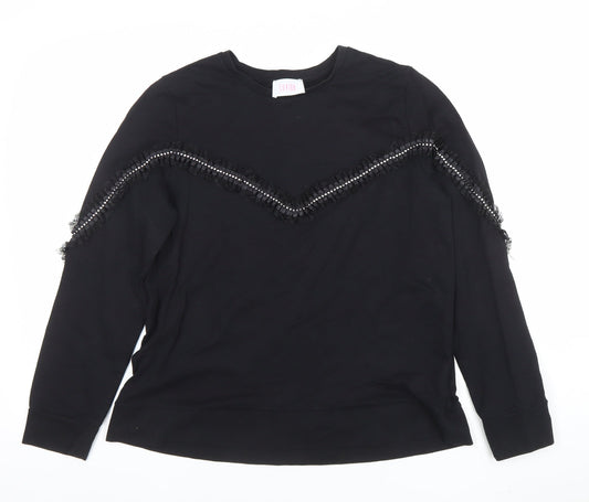 Womens UK Size 14 Sandro Black Pullover Sweatshirt