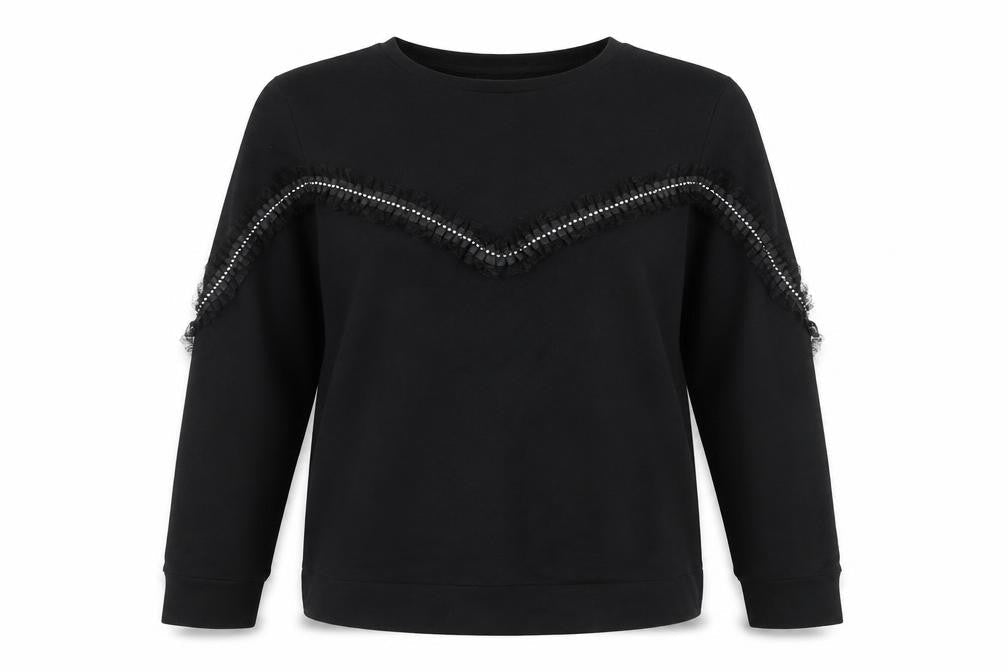 Womens UK Size 14 Sandro Black Pullover Sweatshirt
