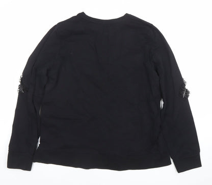 Womens UK Size 14 Sandro Black Pullover Sweatshirt