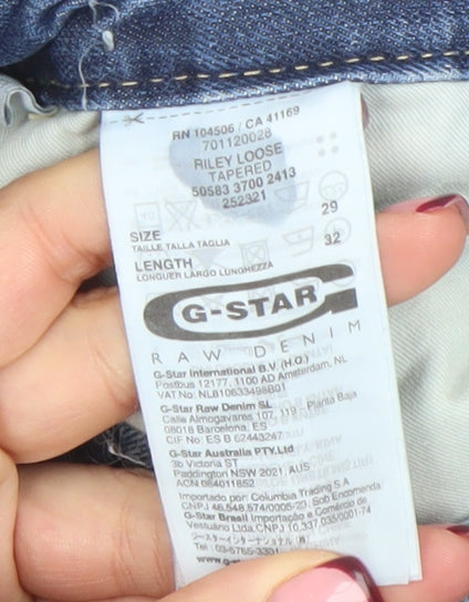 Mens UK Size 29 G-Star Relaxed Fit Tapered Blue Jeans