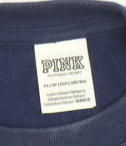 Womens UK Size XS Victoria’s Secret PINK Blue Pullover Sweatshirt
