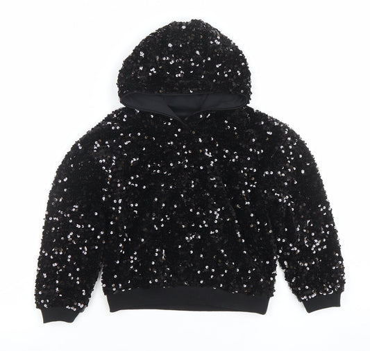 Girls UK Size 4-5 Years Dunnes Stores Black Pullover Hoodie