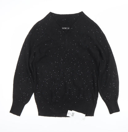 F&F Women's Black Sequin V-Neck Pullover Jumper XS