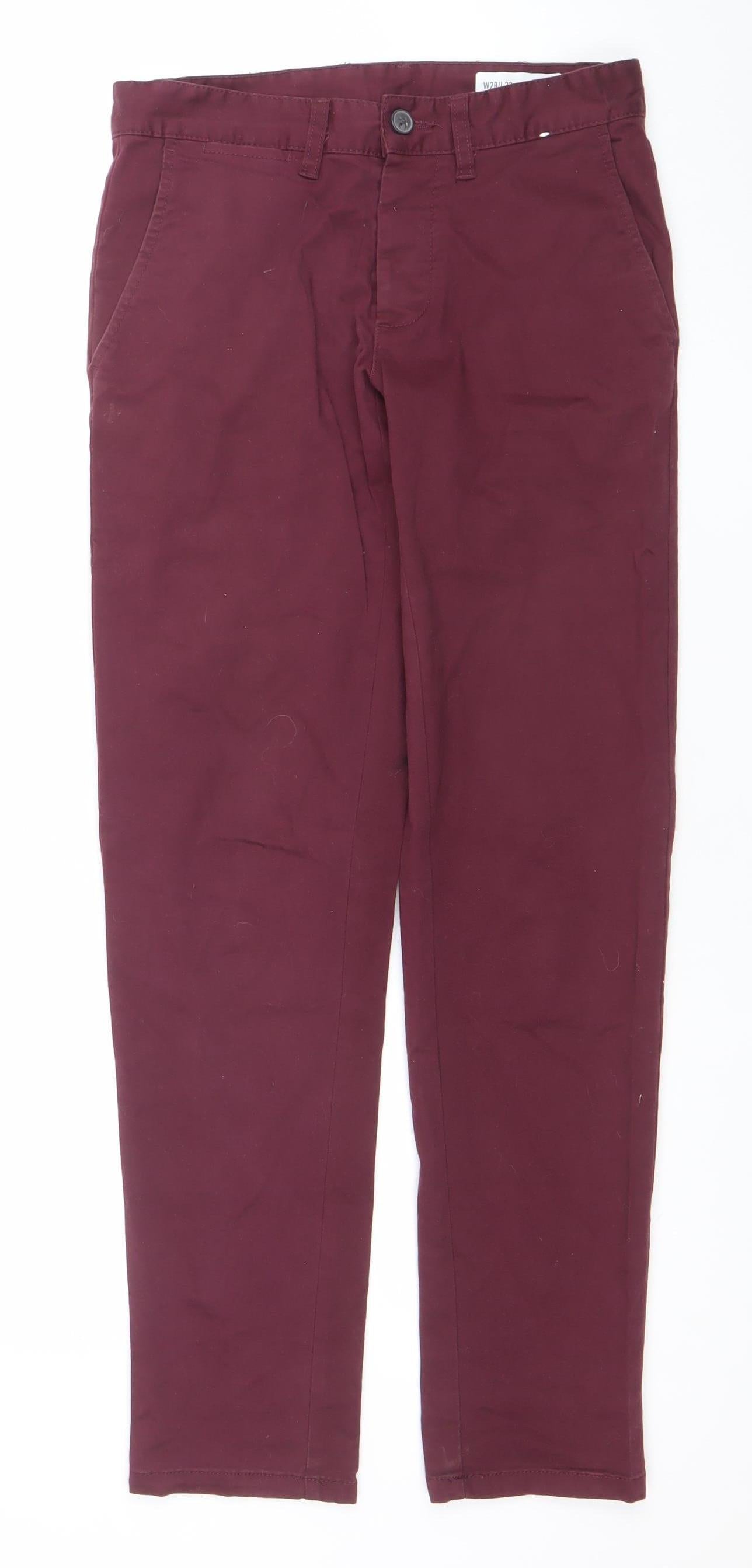 Mens UK Size 28 in Denim Co. Slim Fit Chino Red Trousers