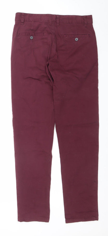 Mens UK Size 28 in Denim Co. Slim Fit Chino Red Trousers