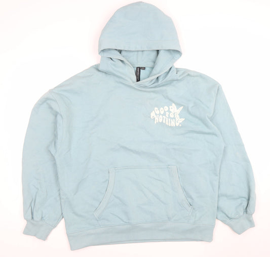 Womens UK Size S Good For Nothing Blue Pullover Hoodie