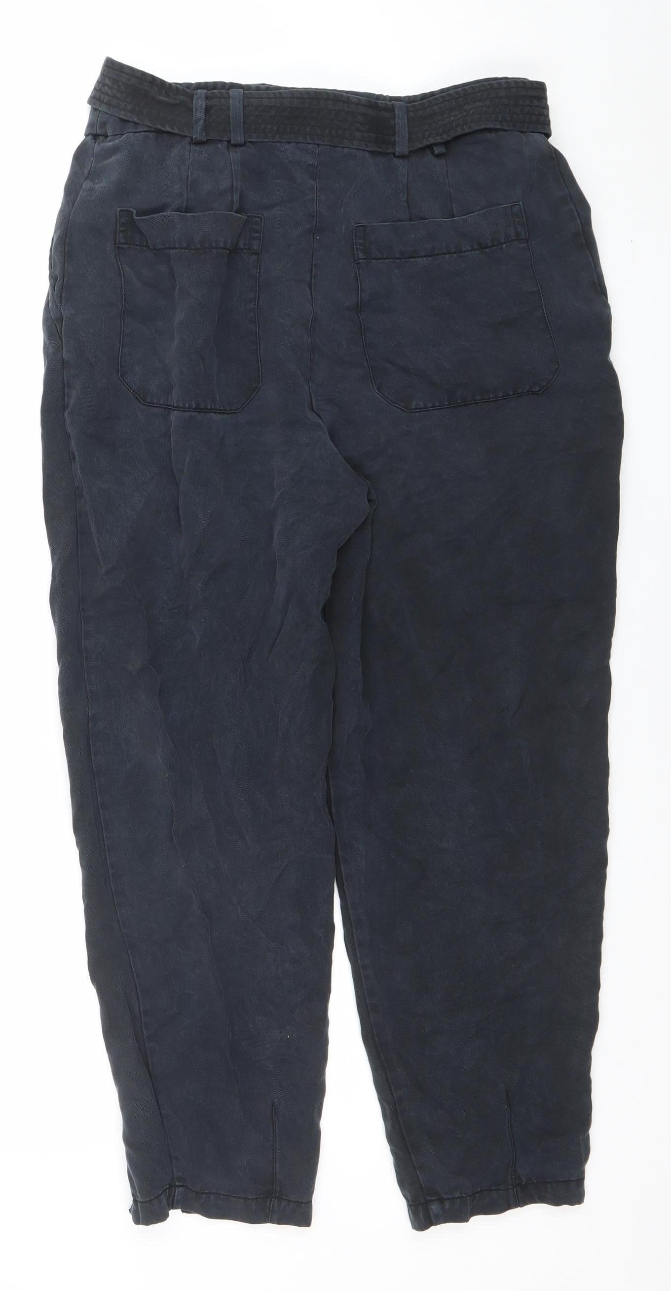 Womens UK Size 10 Ted Baker Regular Fit Paperbag Blue Trousers